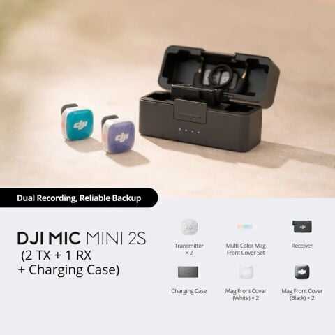 DJI Mic Mini 2S İkili Kablosuz Yaka Mikrofon Seti (2 TX + 1 RX + Şarj Kutusu)