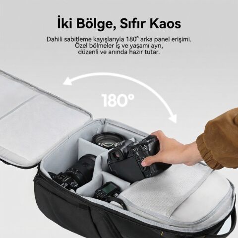 Ulanzi YY038 Urban Travel V2 22L Fotoğraf Makinesi Sırt Çantası Siyah - B222