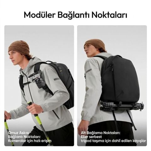 Ulanzi YY038 Urban Travel V2 22L Fotoğraf Makinesi Sırt Çantası Siyah - B222