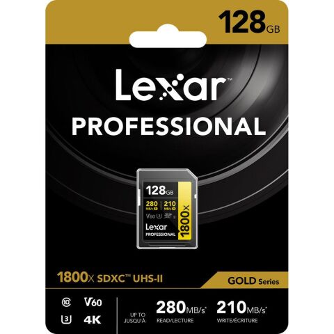 Lexar Professional 128GB 1800X 280 MB/s 4K V60 SDXC Hafıza Kartı