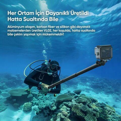 Ulanzi VL02 2.7 Metre Karbon Fiber Uzatılabilir Selfie Çubuğu 800g Taşıma Kapasiteli - T096