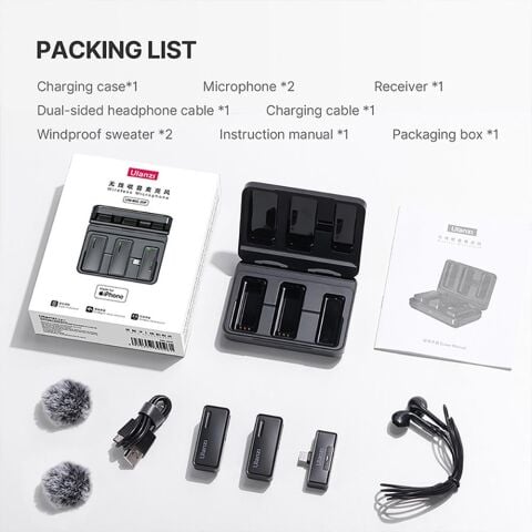 Ulanzi UW-MIC Kablosuz İkili Kayıt Yaka Mikrofonu - Lightning