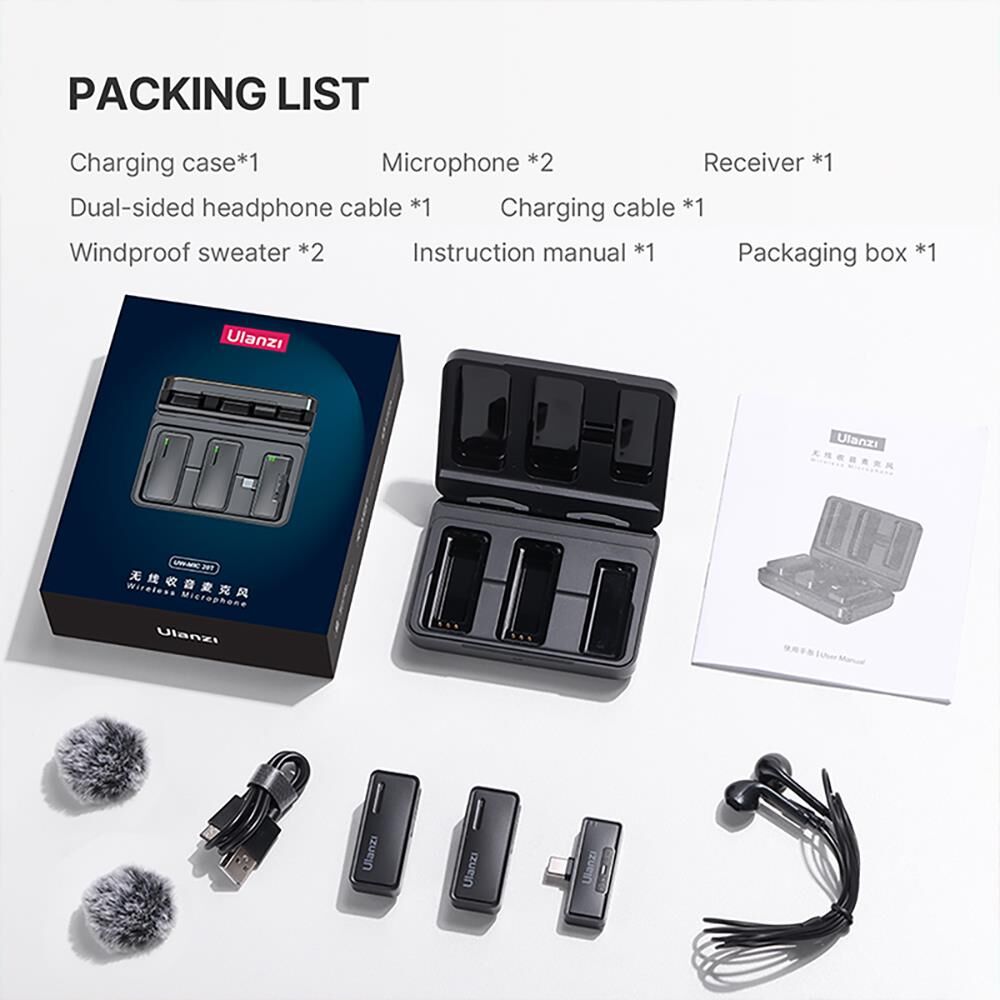 Ulanzi UW-MIC Kablosuz İkili Kayıt Yaka Mikrofonu - Type-C