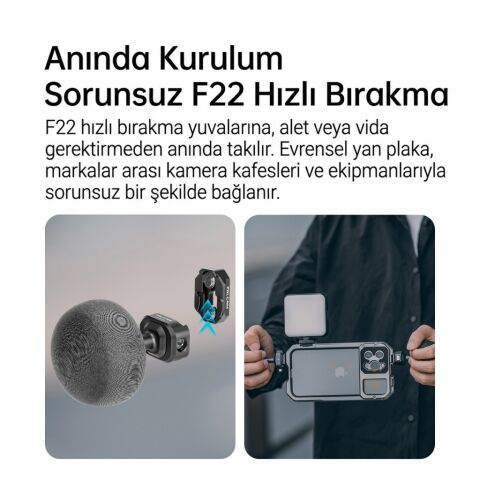 FALCAM F22 Quick Release Mushroom Handle Kamera Tutma Kolu Siyah - 3040B