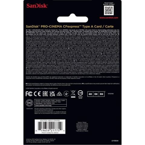 Sandisk 480GB PRO-CINEMA CFexpress Type A Hafıza Kartı - SDCFEA-480G-GN4NN