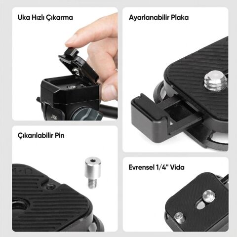 Ulanzi UKA09 Anti-Twist Quick Release Plate Uka Arca Uyumlu Kamera Montaj Plakası - C080