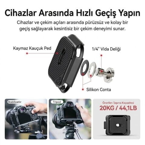 Ulanzi UKA02 Quick Release Plate 1/4'' Vidalı Kamera Montaj Plakası Uka Arca Uyumlu - C017