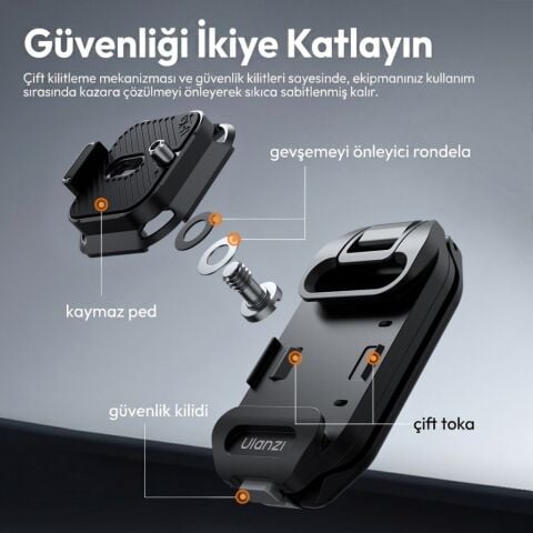 Ulanzi UKA07 Kamera Sırt Çantası Askı Klipsi Quick Release Aparatı 10kg - C035A