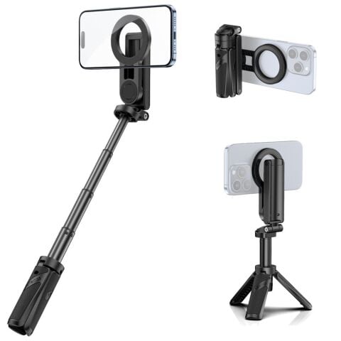 Ulanzi JJ03S Manyetik Telefon Tripodu 360° Selfie Çubuğu Bluetooth Kumandalı Siyah - T090A