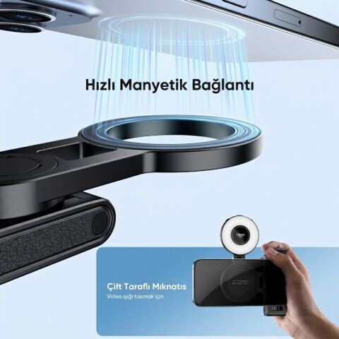 Ulanzi JJ03S Manyetik Telefon Tripodu 360° Selfie Çubuğu Bluetooth Kumandalı Siyah - T090A