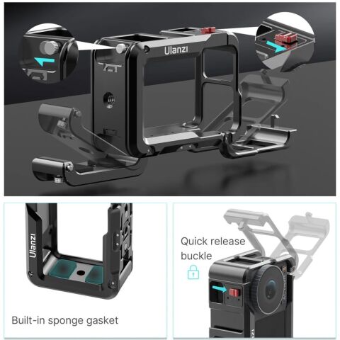 Ulanzi OA-14 Osmo Action 3 4 ve 5 Pro Uyumlu Metal Aksiyon Kamera Kafesi - 3204A