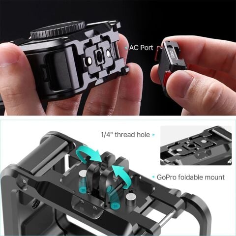 Ulanzi OA-14 Osmo Action 3 4 ve 5 Pro Uyumlu Metal Aksiyon Kamera Kafesi - 3204A