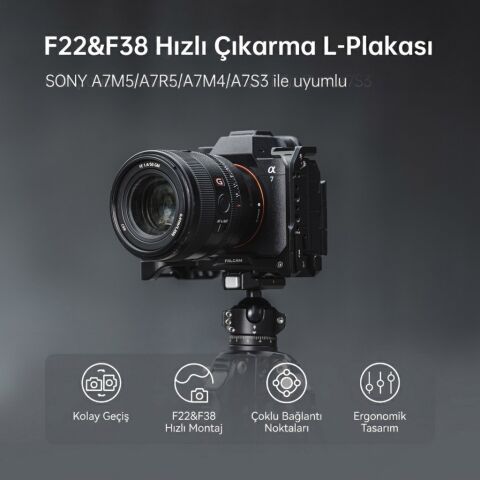 FALCAM F22 F38 Quick Release L Bracket A7M4 A7S3 A7R5 Uyumlu Kamera L Braketi Siyah - C00B2976B
