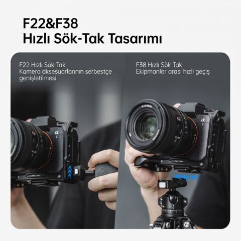 FALCAM F22 F38 Quick Release L Bracket A7M4 A7S3 A7R5 Uyumlu Kamera L Braketi Siyah - C00B2976B