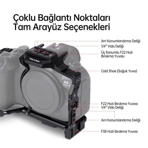 FALCAM F22 F38 F50 Quick Release Modüler Kamera Kafesi R5 II R5 R5C R6 R6 II Uyumlu Siyah - C00B4802B