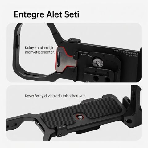 FALCAM F22 F38 F50 Quick Release Kamera L Bracket R5 II R5 R5C R6 R6 II R6 III Uyumlu Siyah - C00B5404B