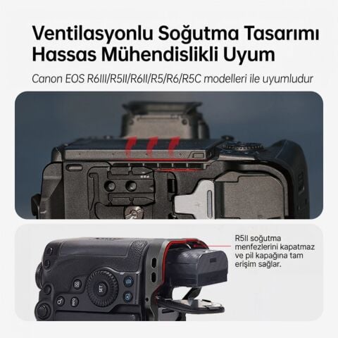 FALCAM F22 F38 F50 Quick Release Kamera L Bracket R5 II R5 R5C R6 R6 II R6 III Uyumlu Siyah - C00B5404B