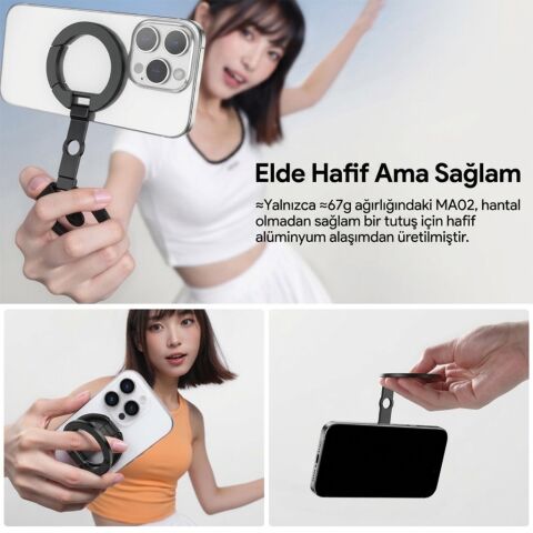 Ulanzi MA02 MagLock Dual Manyetik Telefon Standı Gümüş - C118