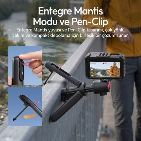 Ulanzi MT55 SnapGo 4 in 1 Mini Selfie Stick Tripod Telefon ve Aksiyon Kamera Uyumlu - T165