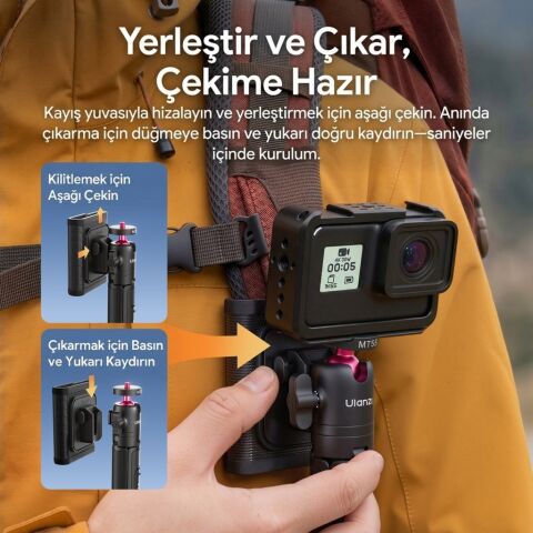 Ulanzi MT55 SnapGo 4 in 1 Mini Selfie Stick Tripod Telefon ve Aksiyon Kamera Uyumlu - T165