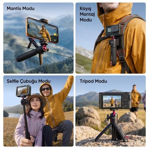 Ulanzi MT55 SnapGo 4 in 1 Mini Selfie Stick Tripod Telefon ve Aksiyon Kamera Uyumlu - T165