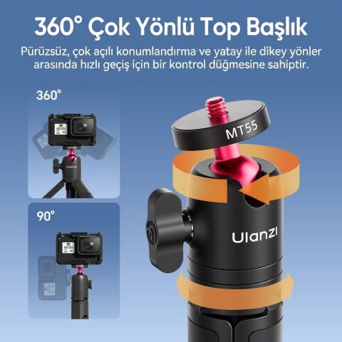 Ulanzi MT55 SnapGo 4 in 1 Mini Selfie Stick Tripod Telefon ve Aksiyon Kamera Uyumlu - T165