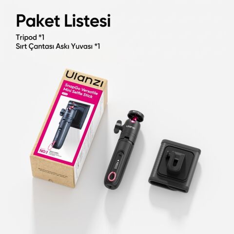 Ulanzi MT55 SnapGo 4 in 1 Mini Selfie Stick Tripod Telefon ve Aksiyon Kamera Uyumlu - T165