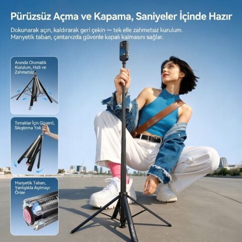 Ulanzi TT91 Otomatik Açılır 1/4 inç Bağlantılı Uzatma Çubuğu - T192