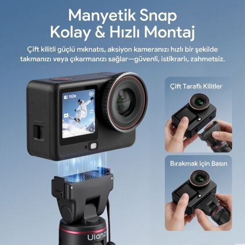 Ulanzi MT99 Manyetik Mini Tripod Selfie Çubuğu Action 6 ve Nano Uyumlu - S079