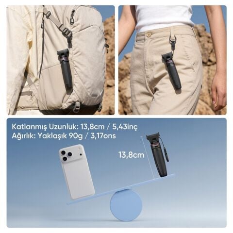 Ulanzi MT99 Manyetik Mini Tripod Selfie Çubuğu Action 6 ve Nano Uyumlu - S079