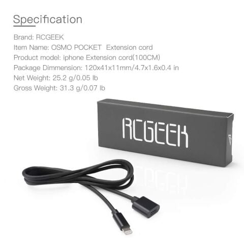 Dji Osmo Pocket Lightning Uzatma Kablosu