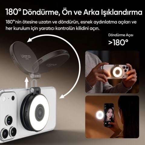 Ulanzi LM21 Manyetik LED Dolgu Işığı Mini Telefon Video Işığı Siyah - L236