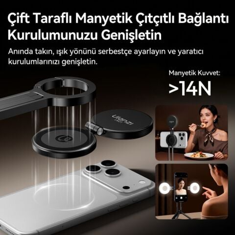 Ulanzi LM21 Manyetik LED Dolgu Işığı Mini Telefon Video Işığı Beyaz - L237