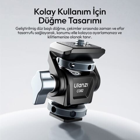 Ulanzi EA04 Adjustable Damping Ball Head Cold Shoe LED Işık ve Monitör Adaptörü - C086