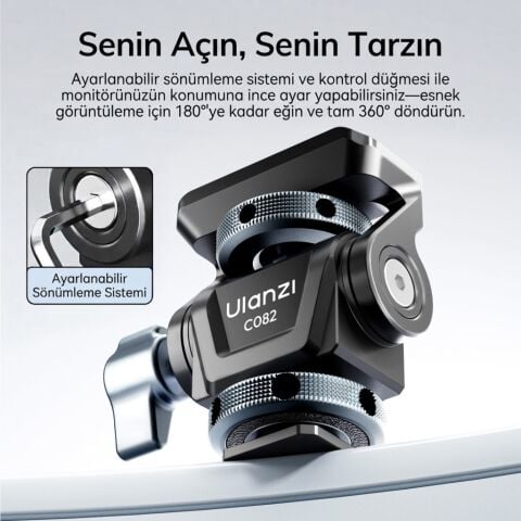 Ulanzi EA04 Adjustable Damping Ball Head Cold Shoe LED Işık ve Monitör Adaptörü - C086