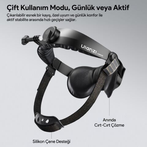 Ulanzi CM029 Ayarlanabilir Aksiyon Kamera ve Telefon Head Mount POV Çekim Sistemi - C098A