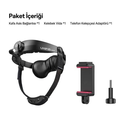 Ulanzi CM029 Ayarlanabilir Aksiyon Kamera ve Telefon Head Mount POV Çekim Sistemi - C098A