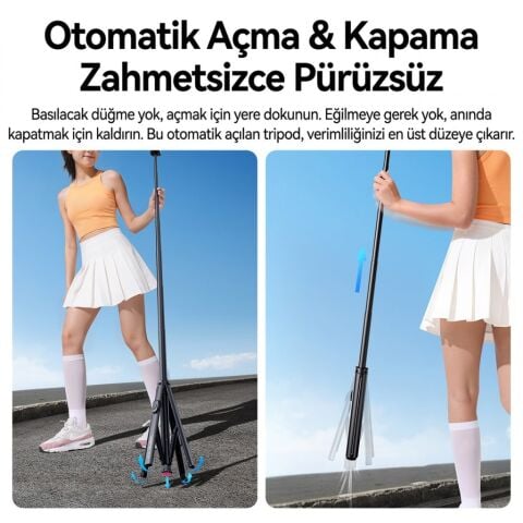 Ulanzi SK-21 180cm Manyetik Auto-Open Selfie Monopod Tripod Siyah - M103