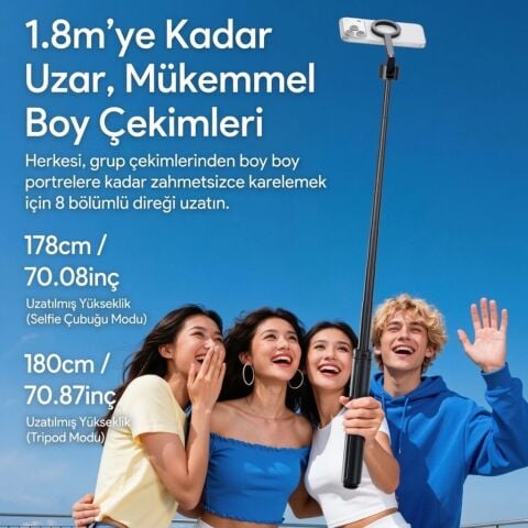 Ulanzi SK-21 180cm Manyetik Auto-Open Selfie Monopod Tripod Siyah - M103