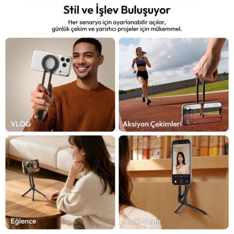 Ulanzi MA57 4 in 1 Manyetik Carabinerli Mini Telefon Tutucu Tripod Stand Siyah - S007