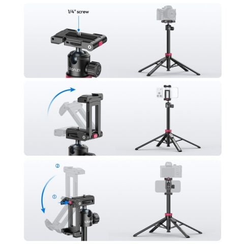 Ulanzi MT-44B 150cm 2 in 1 Otomatik Açılan 4 Ayaklı Selfie Monopod Tripod Siyah - S056