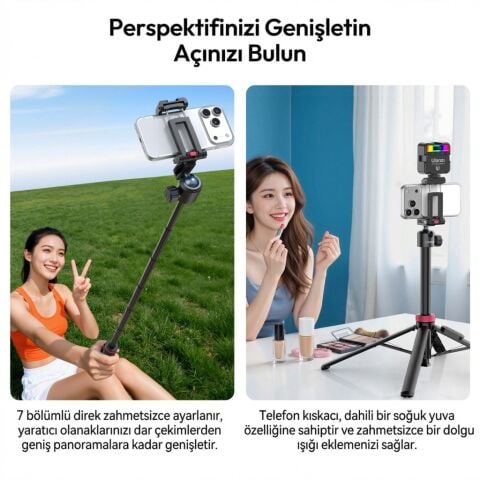 Ulanzi MT-44B 150cm 2 in 1 Otomatik Açılan 4 Ayaklı Selfie Monopod Tripod Siyah - S056