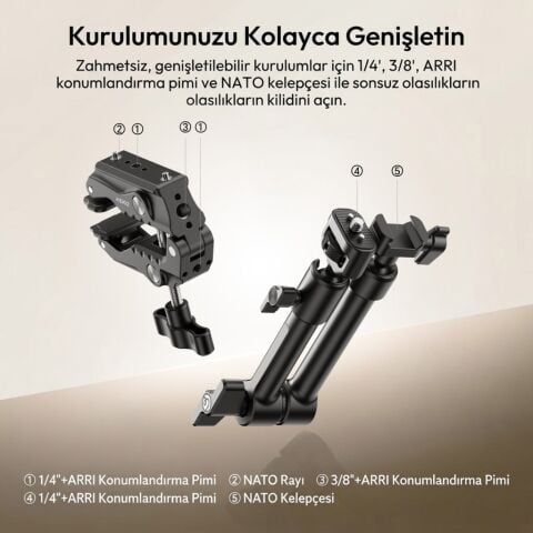 Ulanzi HD02 Super Clamp 3kg 360° Ball Head Ayarlanabilir Kelepçe - T099