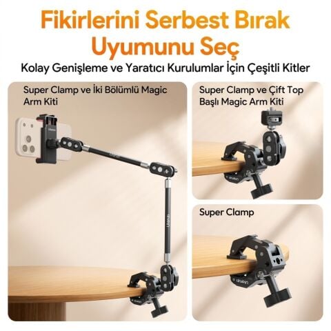 Ulanzi EA03 1kg Taşıma Kapasiteli 45mm Kelepçe 360° Ayarlanabilir Super Clamp - C082