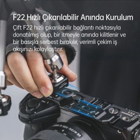 FALCAM F22 Quick Release 7 Inch 360° Çift Ball Head Metal Extension Magic Arm Gri - 2974B
