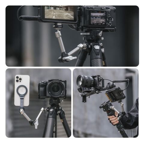 FALCAM F22 Quick Release 7 Inch 360° Çift Ball Head Metal Extension Magic Arm Gri - 2974B