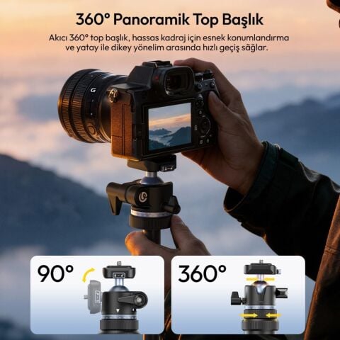 Ulanzi MT93 160cm Otomatik Açılır Uka Ball Head Quick Release Alüminyum Tripod - T202