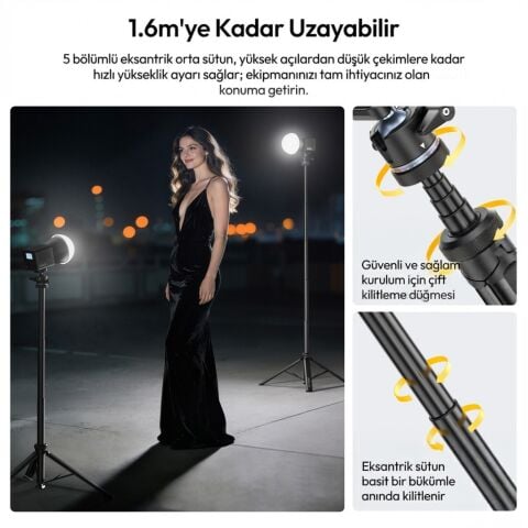 Ulanzi MT93 160cm Otomatik Açılır Uka Ball Head Quick Release Alüminyum Tripod - T202