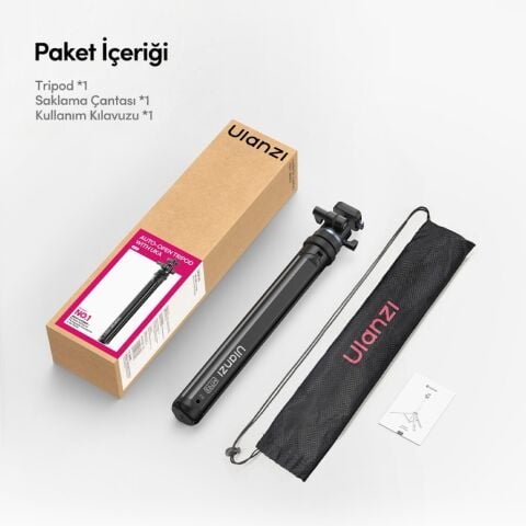 Ulanzi MT93 160cm Otomatik Açılır Uka Ball Head Quick Release Alüminyum Tripod - T202