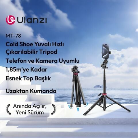 Ulanzi MT-78 2 in 1 185cm Hızlı Açılan Quick Release Telefon Tutucu Tripod - T077GBB2